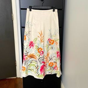 Talbots maxi silk linen floral Skirt S size